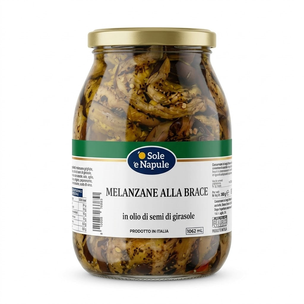 ‘’ O SOLE E NAPULE ‘’ Melanzane Alla Brace 980g All’Olio Di Semi di Girasole