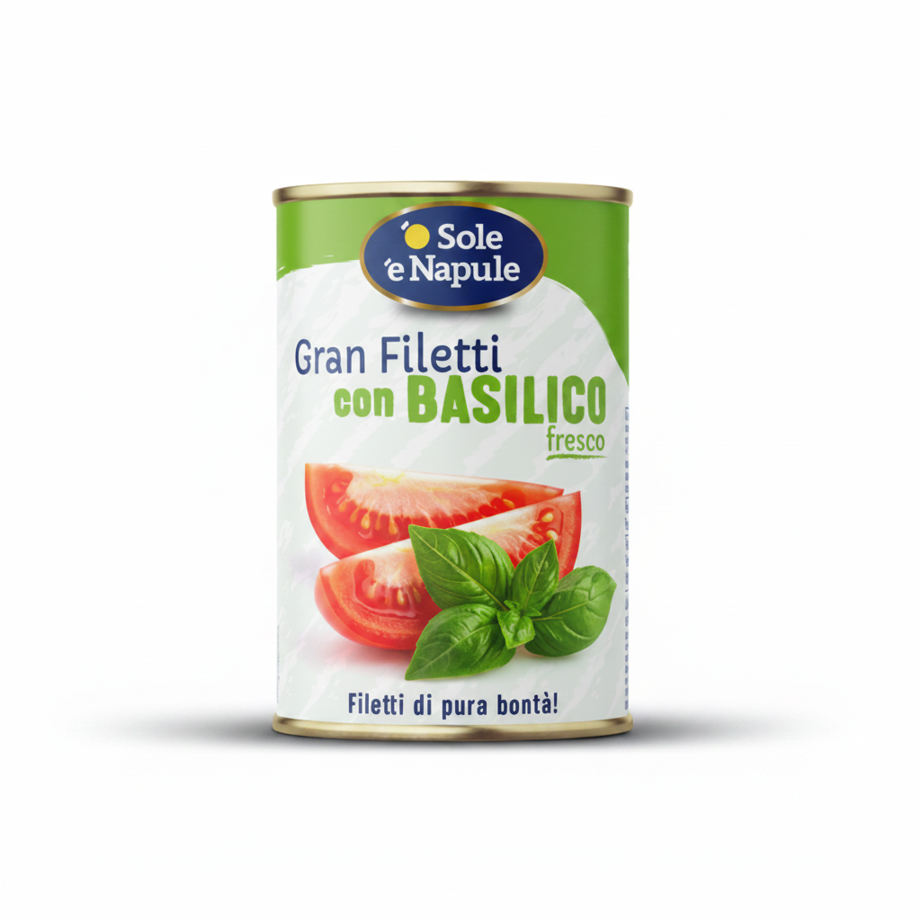 '' O SOLE E NAPULE '' Peeled Tomatoes with Basil – Can 400 g