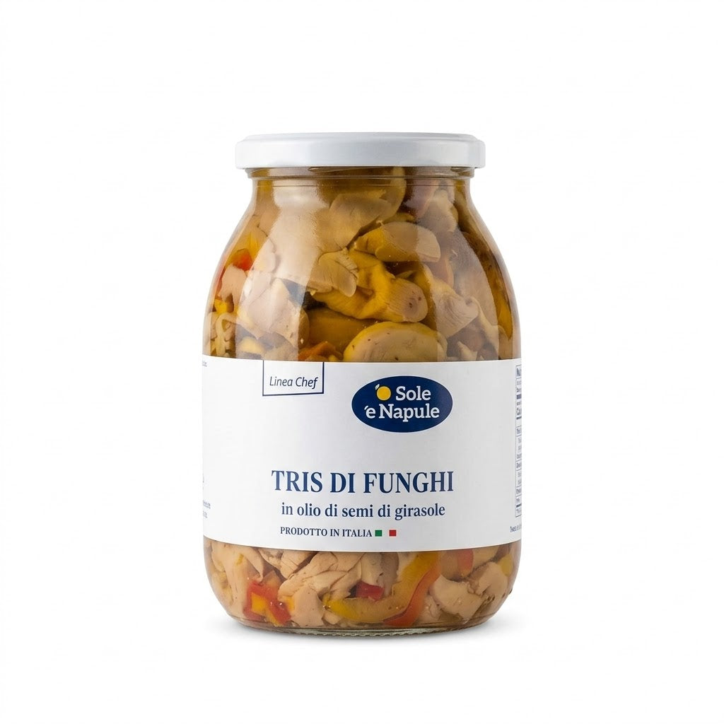 ‘’ O SOLE E NAPULE ‘’ Tris di Funghi 980g All’olio Di Semi di Girasole