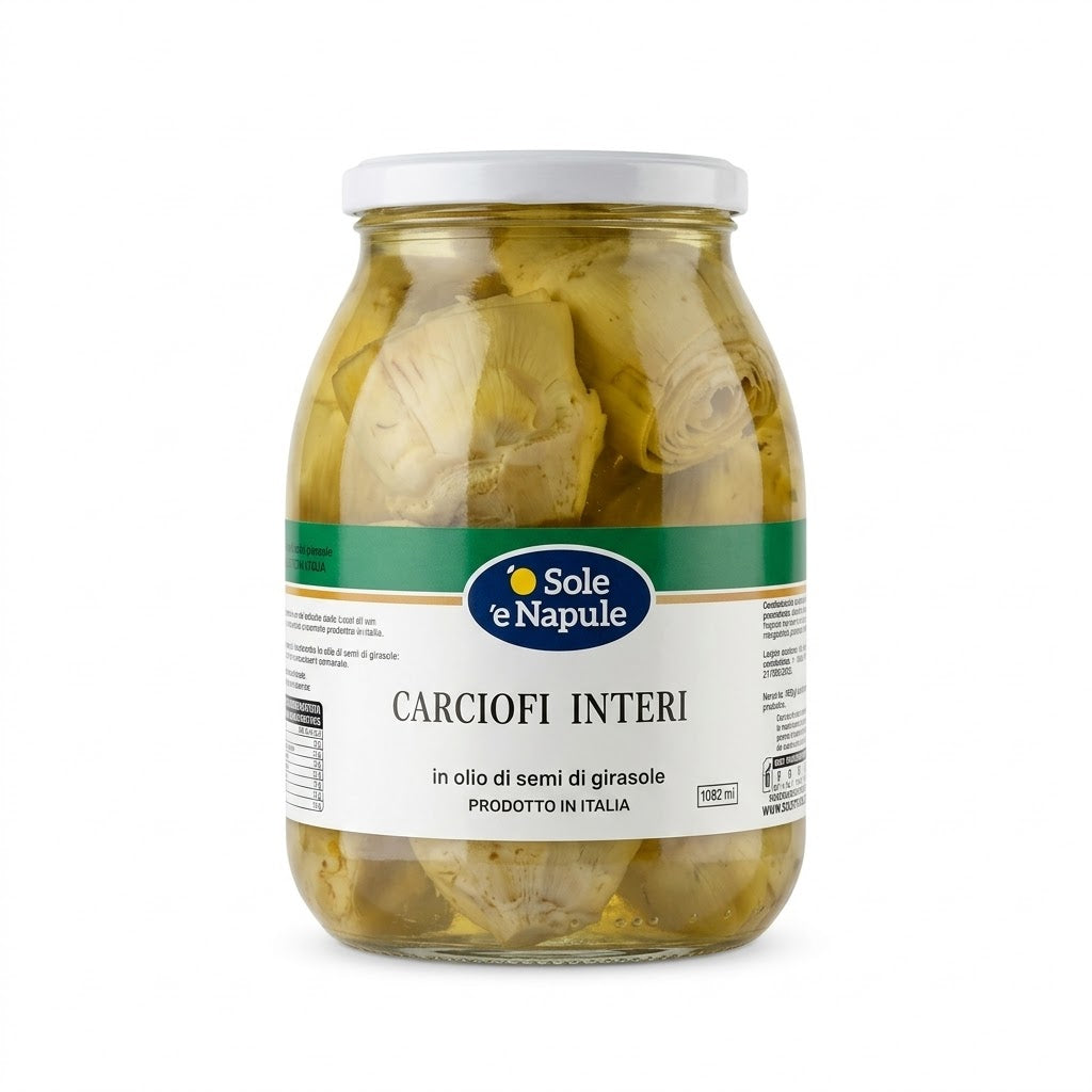 ‘’ O SOLE E NAPULE ‘’ Carciofi Interi 980g All’olio di Semi di Girasole