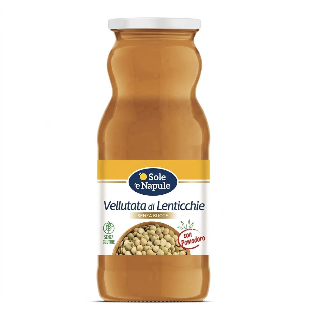 ‘’ O SOLE E NAPULE ‘’ Vellutata di Lenticchie Con Pomodoro(Senza Bucce) in Vetro 350g