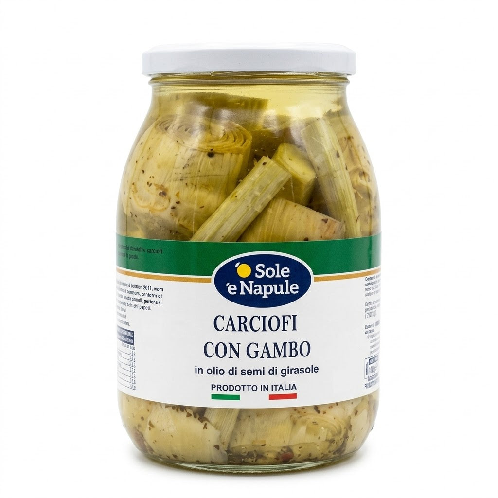 ‘’ O SOLE E NAPULE ‘’ Carciofi con Gambo 980g All’Olio Di Semi di Girasole