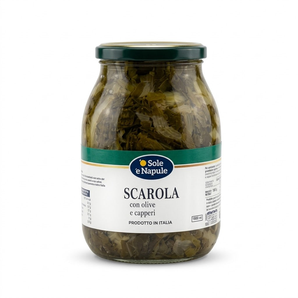 '' O SOLE E NAPULE '' SCAROLA OLIVE E CAPPERI GR.960