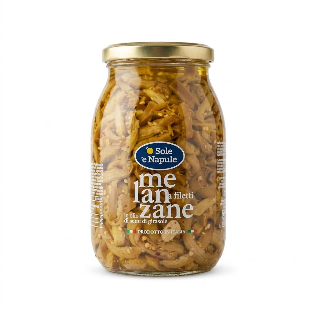 '' O SOLE E NAPULE '' Melanzane a Filetti 980g All’Olio Di Semi di Girasole
