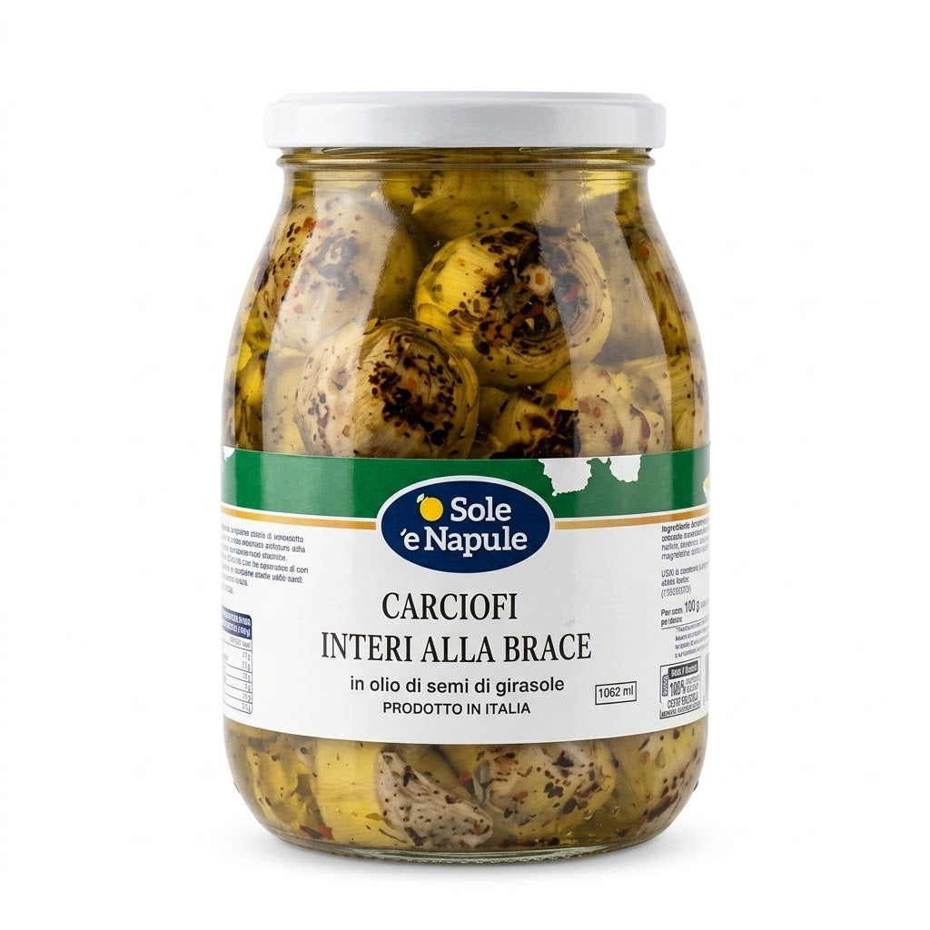 ‘’ O SOLE E NAPULE ‘’ Carciofi Interi Alla Brace 980g All’olio di Semi di Girasole
