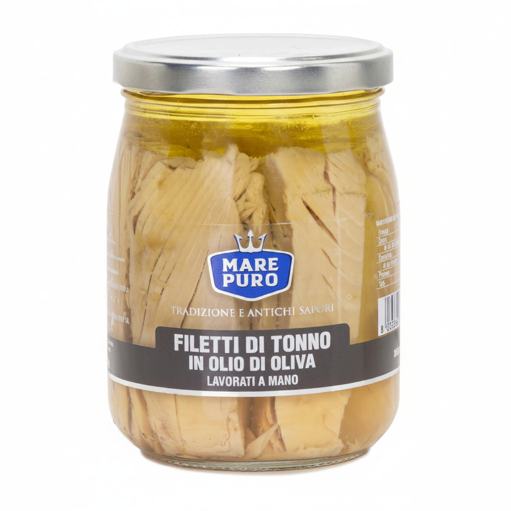 “ MARE PURO “ Filetti Di Tonno All’olio Di Oliva 550g  Lavorati A Mano