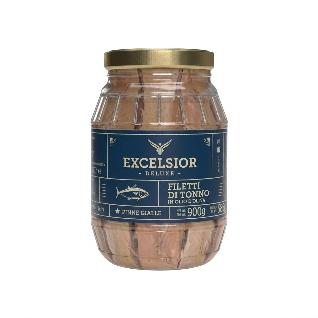 EXCELSIOR Filetti di Tonno “ in olio d’oliva” DELUXE 900gr