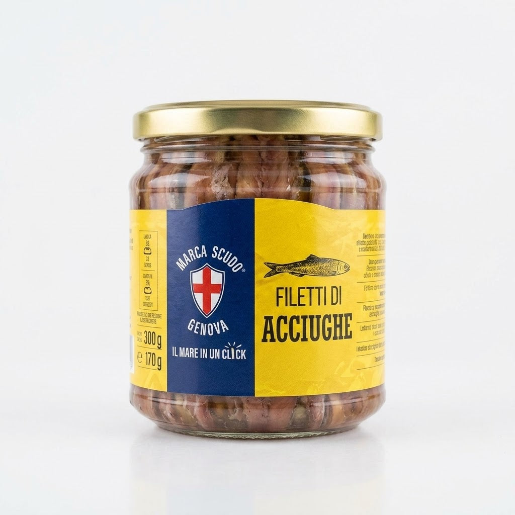 Marca Scudo Genova  “ Filetti di Acciughe Sott’olio” 300g