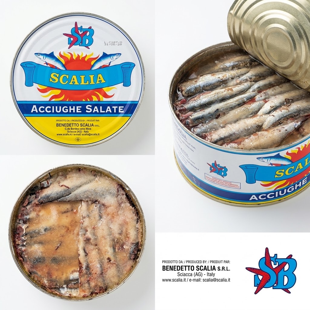 ‘ACCIUGHE SALATE’ BENEDETTO SCALIA ‘ Sciacca ‘ in latta da 5 kg