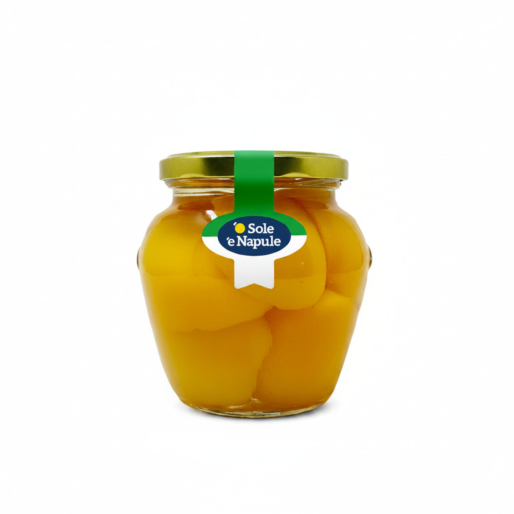 '' O SOLE E NAPULE '' Peaches in syrup Glass 560g