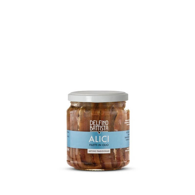 '' DELFINO BATTISTA '' Alici Sott'Olio da 180 Gr.