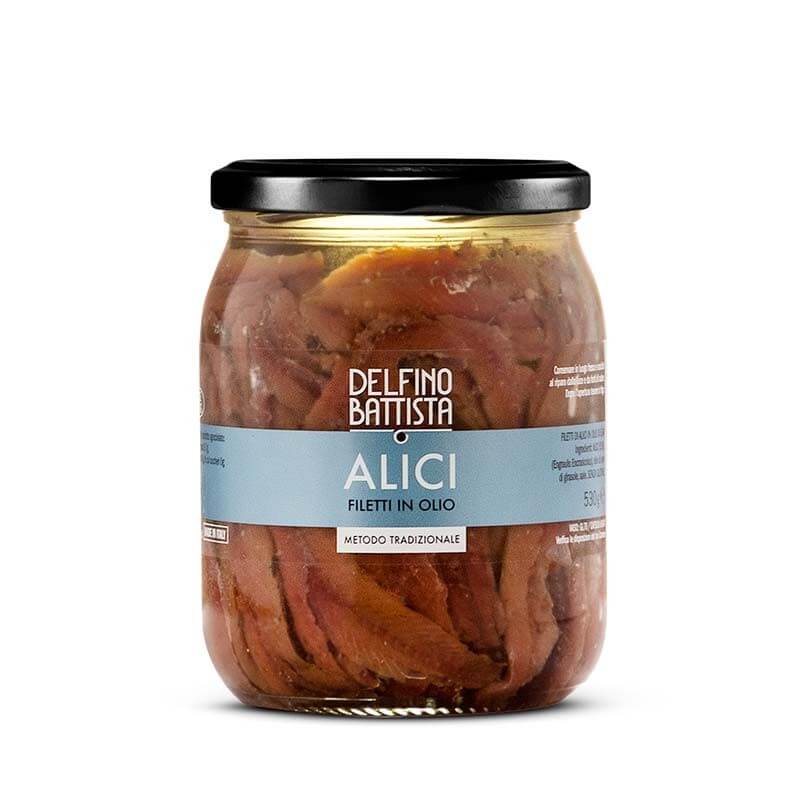 '' DELFINO BATTISTA '' Alici Sott'Olio 530 Gr.