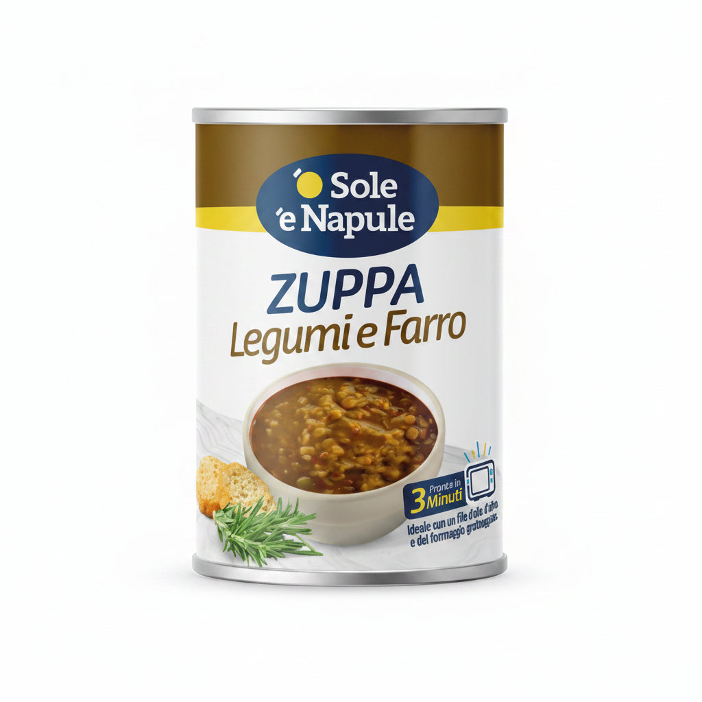 '' O SOLE E NAPULE '' Legume and Spelt Soup Can 400g