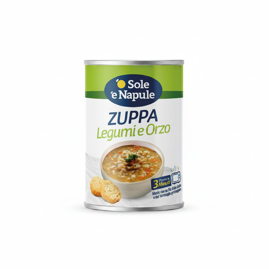 '' O SOLE E NAPULE '' Legume and Barley Soup Can 400 g