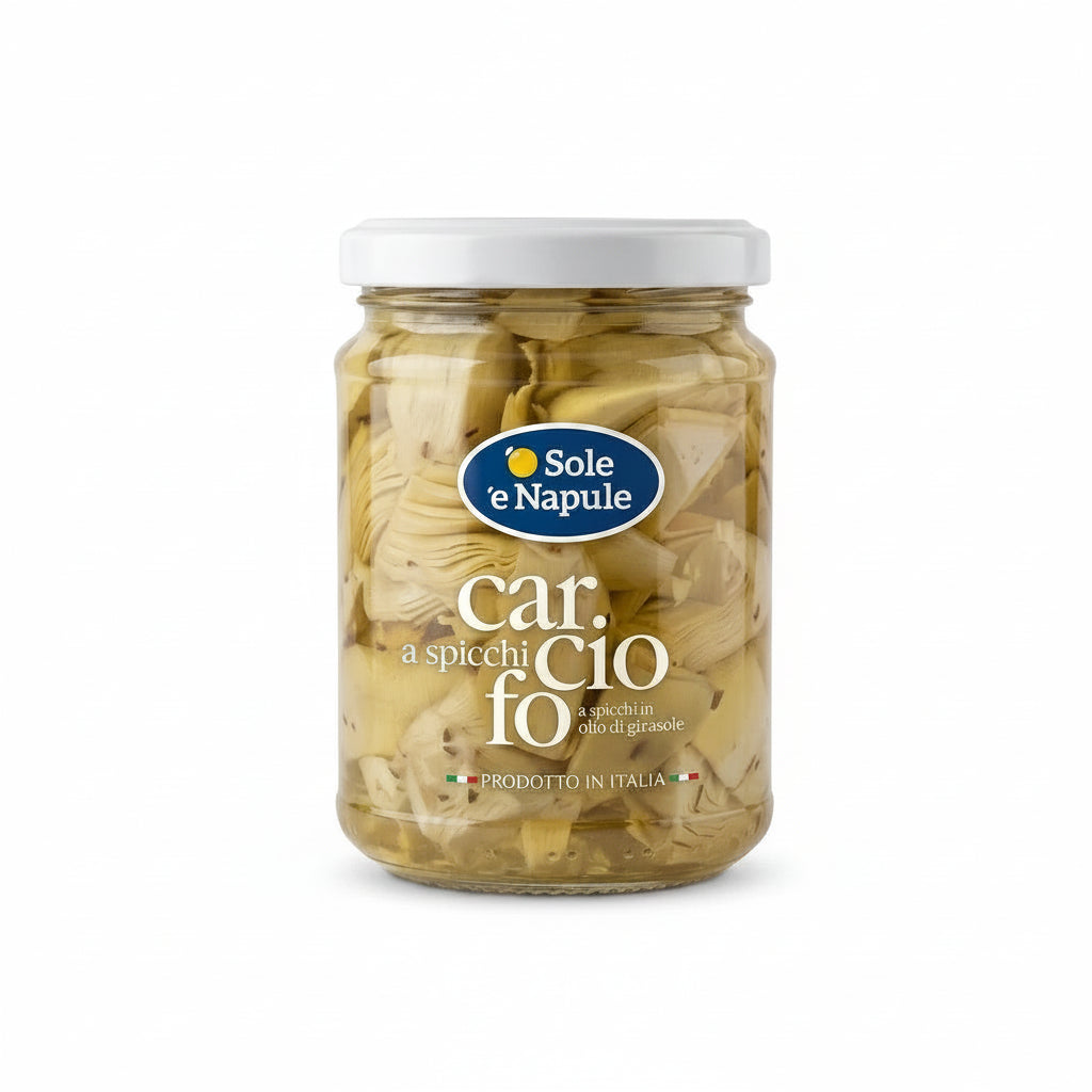 "O SOLE E NAPULE" Artichoke Quarters in Sunflower Oil 280g Glass Jar