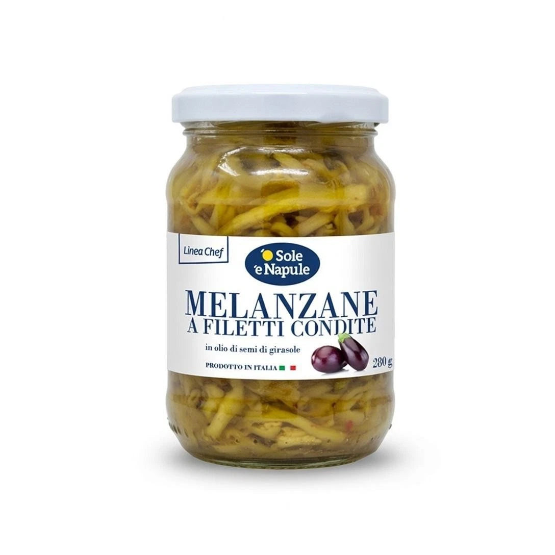 '' O SOLE E NAPULE '' AUBERGINES DRESSED IN SUNFLOWER OIL 280 GR.